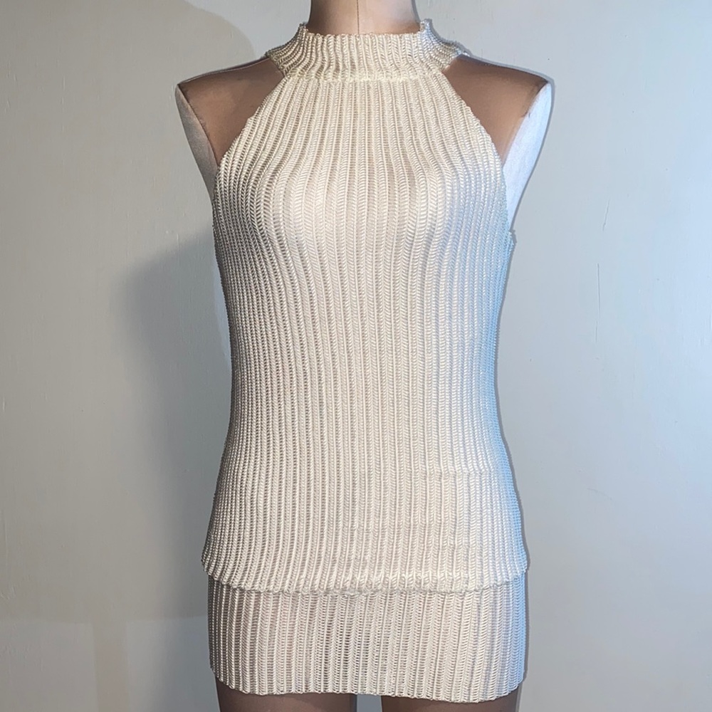 B.Wear White Mock Halter Tie Top